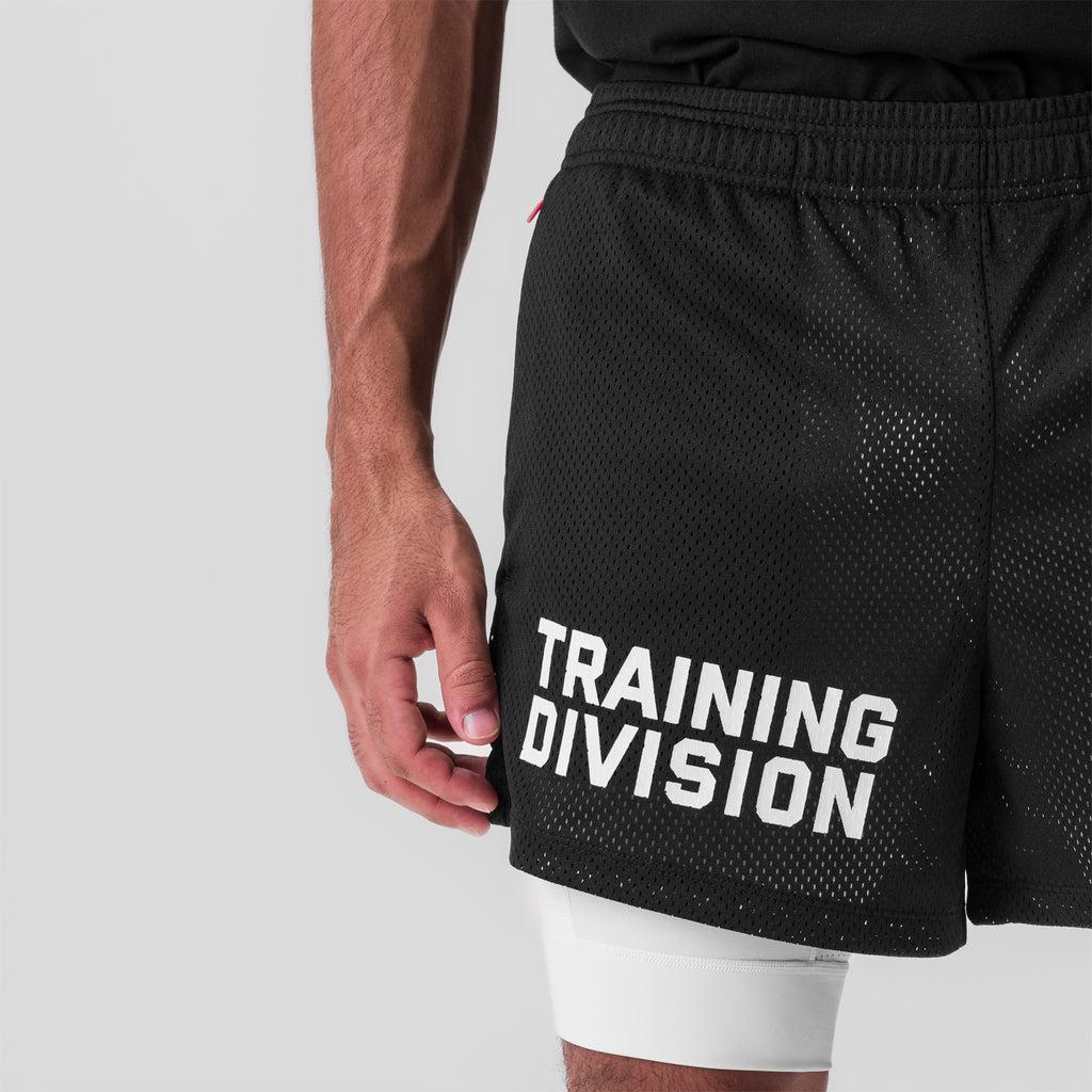 0848. SilverPlus™ Mesh 5" Liner Short - Black/White "Training Division" Product Image