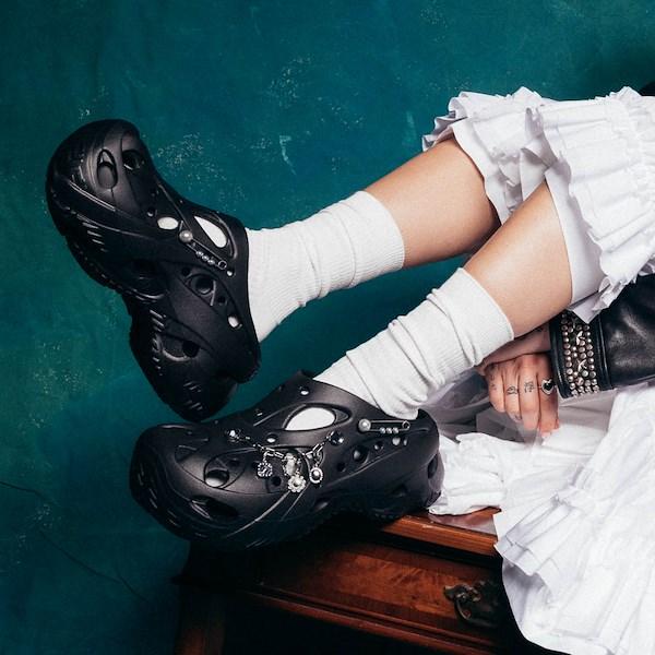 Crocs Womens Crocs Caged Clog - Womens Shoes Black/Black/Black Product Image