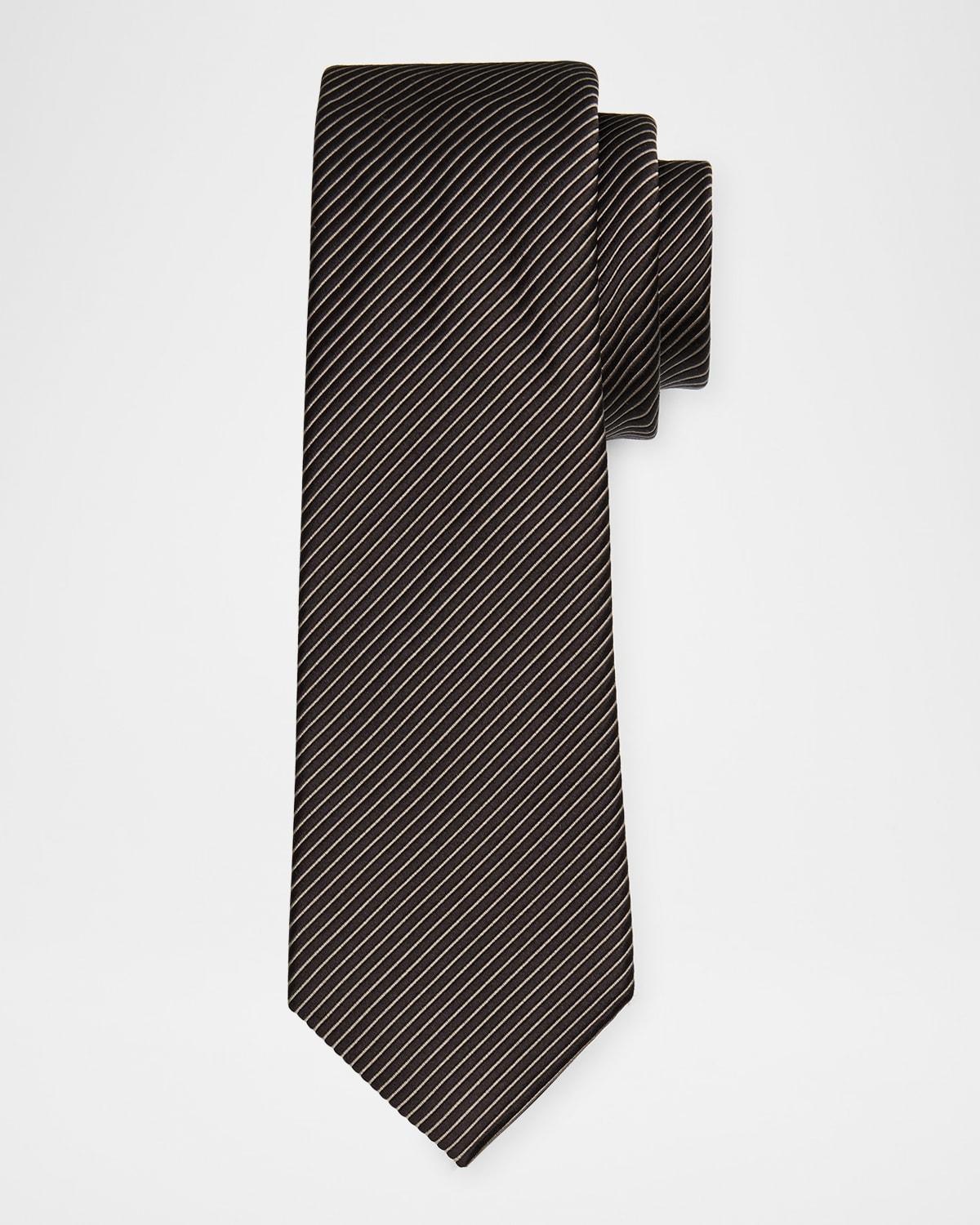 Mens Silk-Cotton Diagonal Weave Tie Product Image