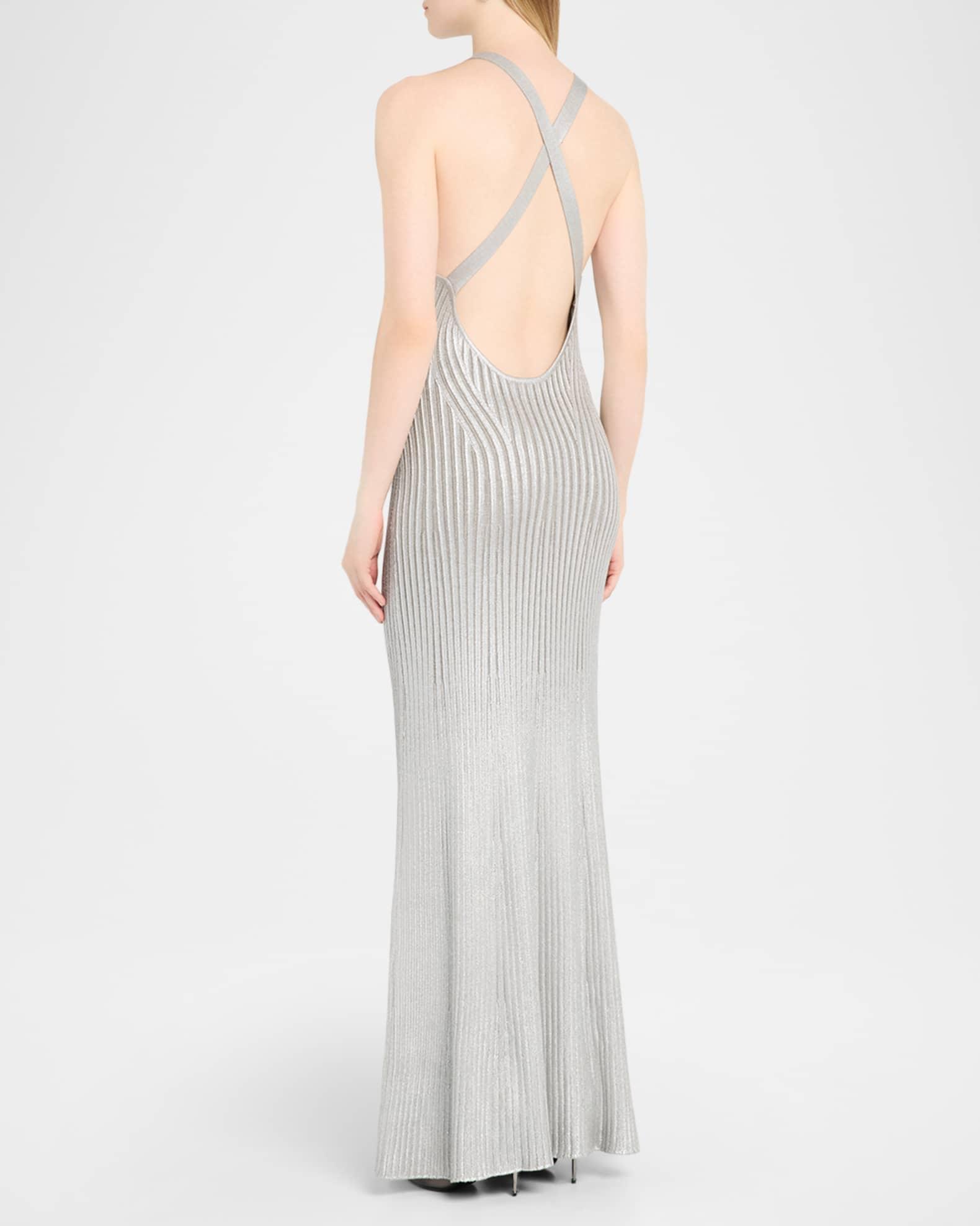 Foil-Print Sleeveless Open-Back Dress Product Image