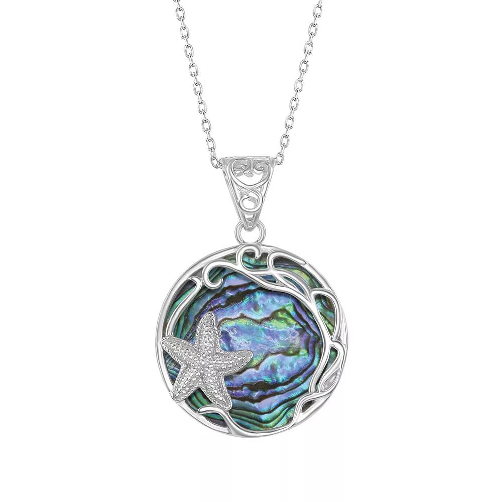 Sterling Silver Abalone Starfish Necklace, Women's, Size: 18" Product Image