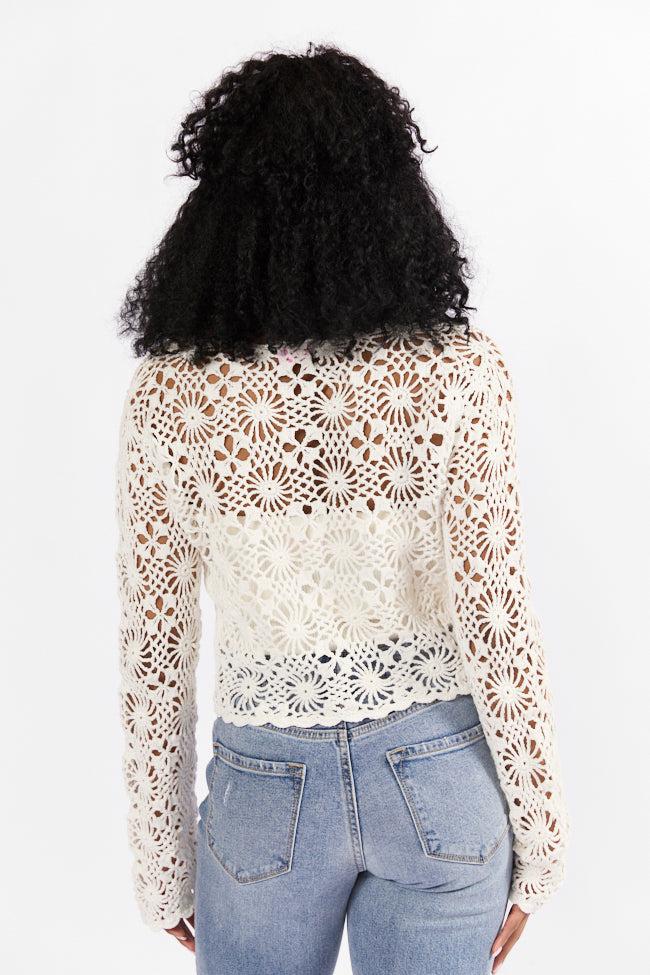 Unbeatable Memories Long Sleeve Ivory Crochet Cardigan FINAL SALE Product Image
