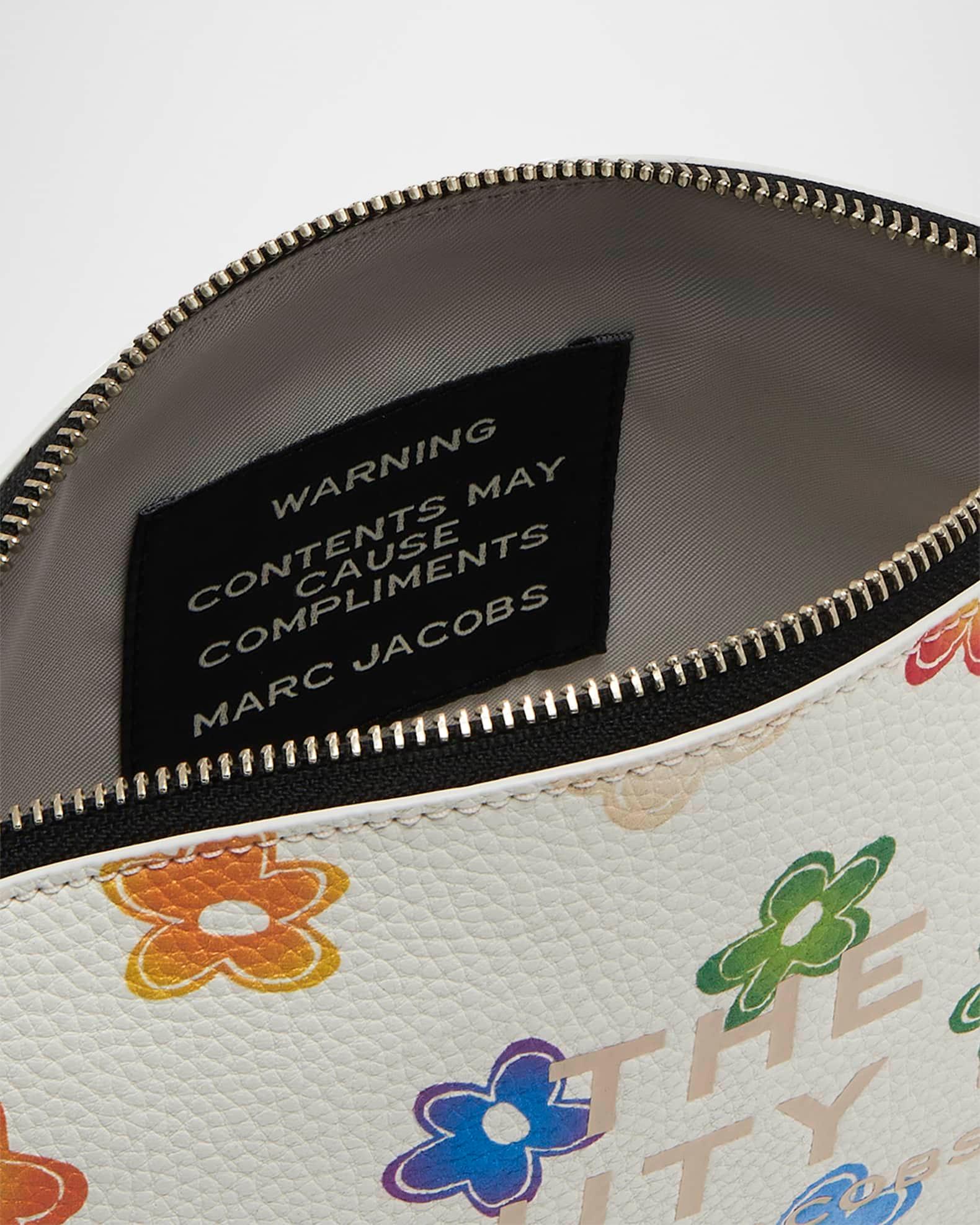 Wild Daisy-Print Leather Cosmetic Pouch Bag Product Image