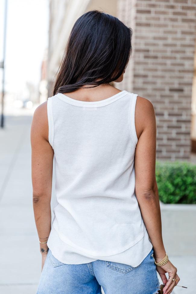 Missed Connection Ivory Waffle Henley Tank FINAL SALE Product Image