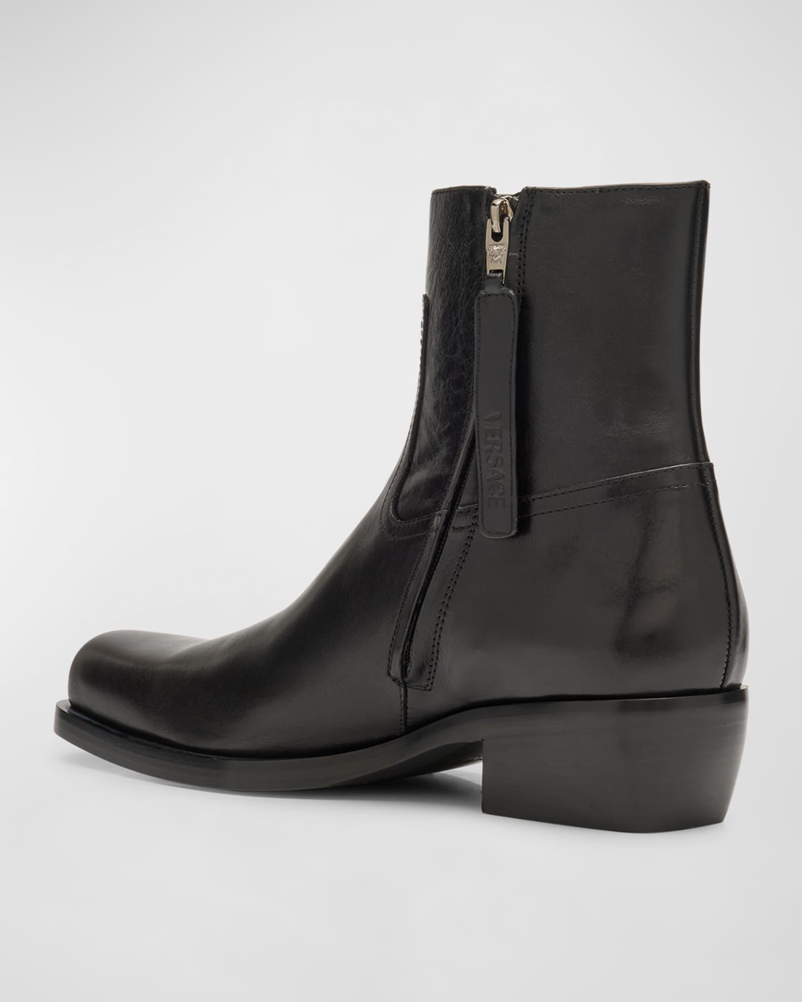 Men's Square-Toe Leather Ankle Boots Product Image