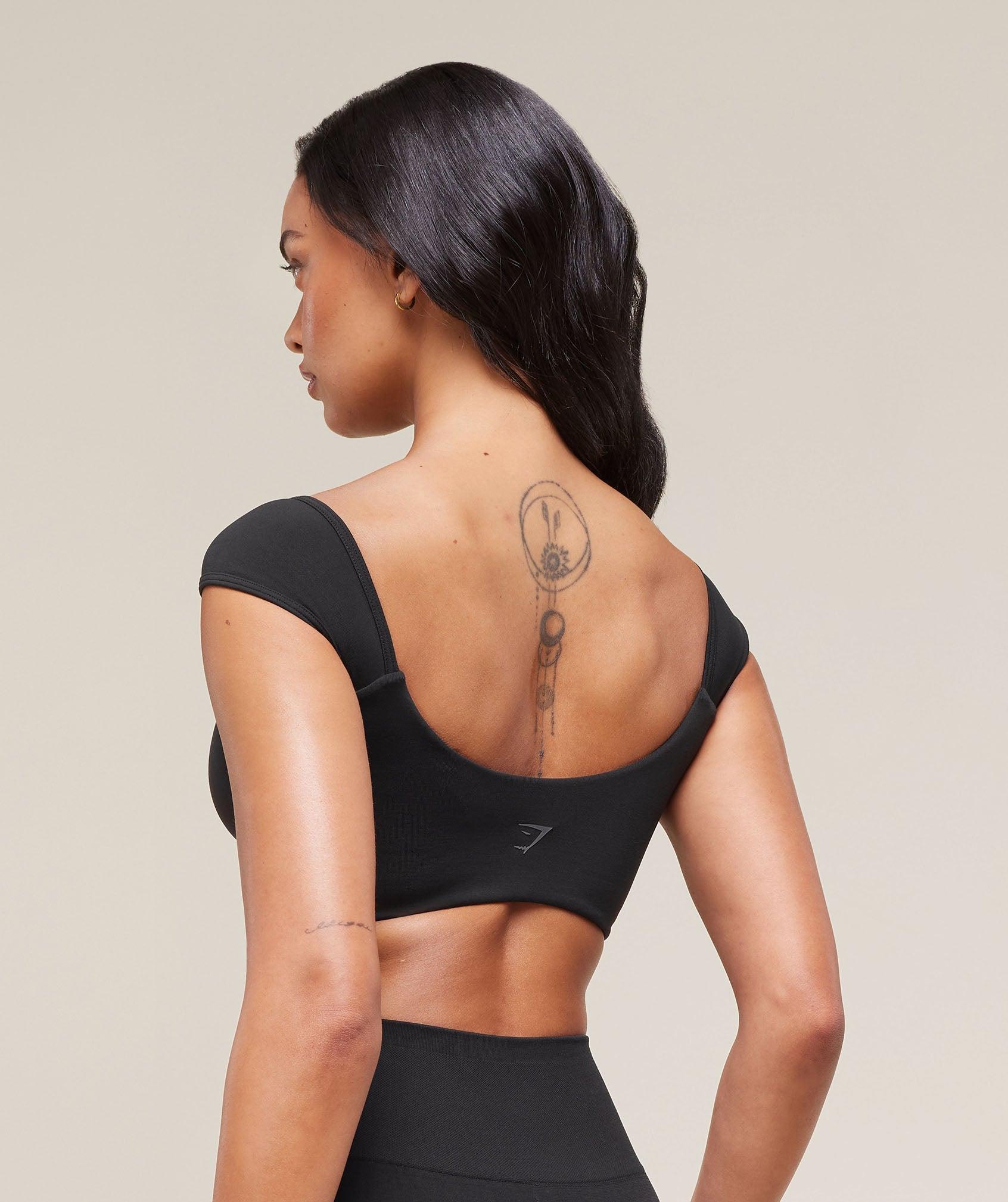 Gymshark Soft Sculpt Cap Sleeve Bralette - Black Female Product Image