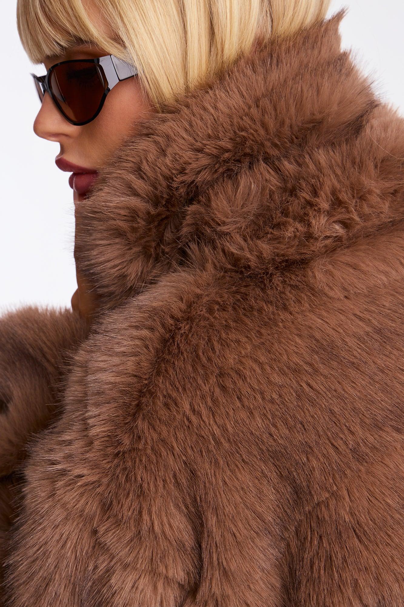 London Weekends Faux Fur Trench - Brown Female Product Image