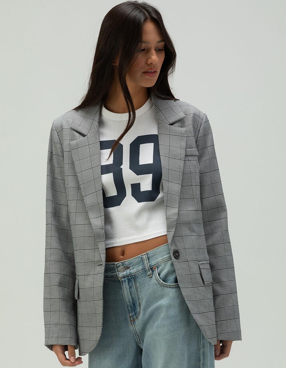 RSQ Womens Plaid Blazer - BLK/WHT Product Image