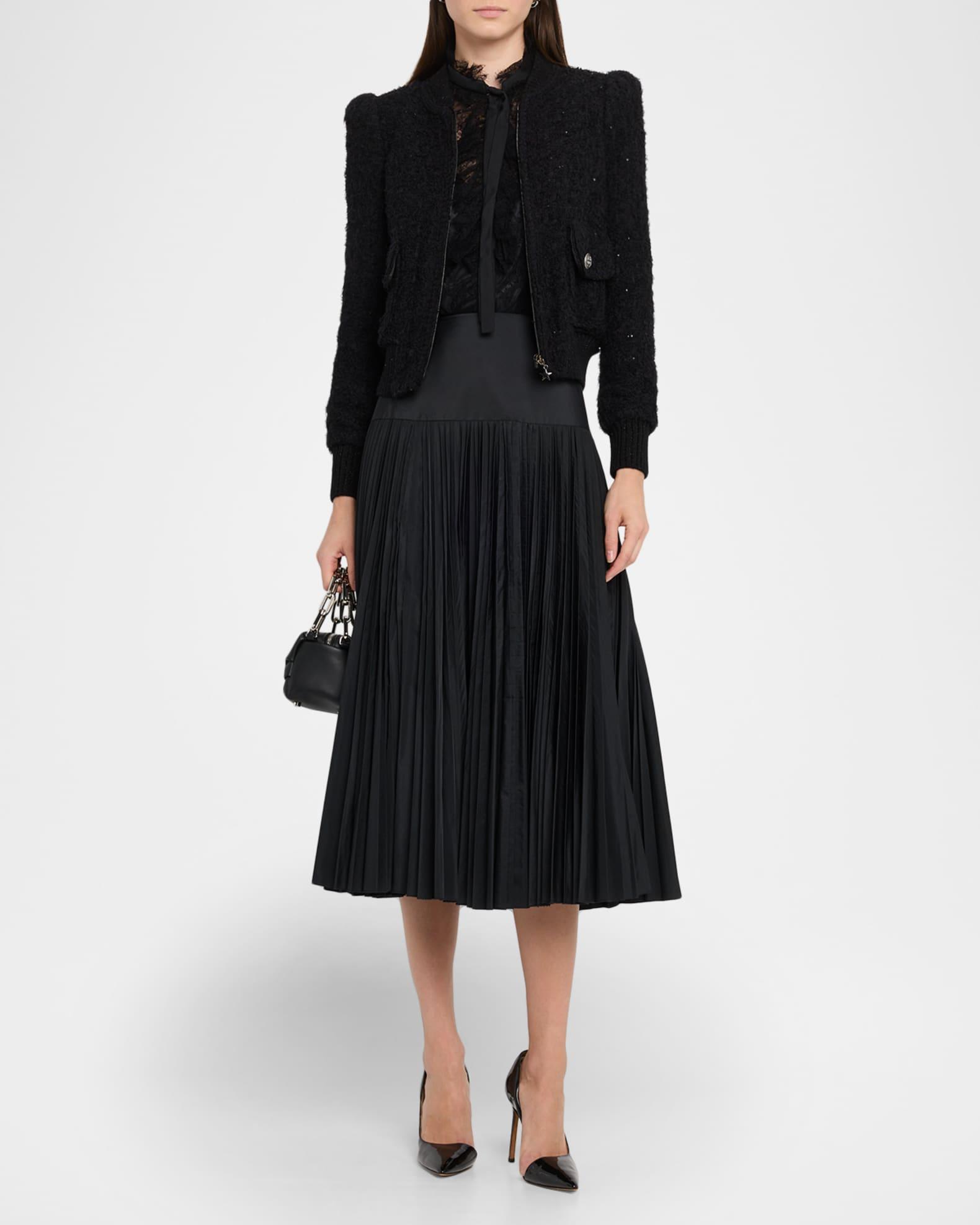 Pleated Poly Taffeta Midi Skirt Product Image