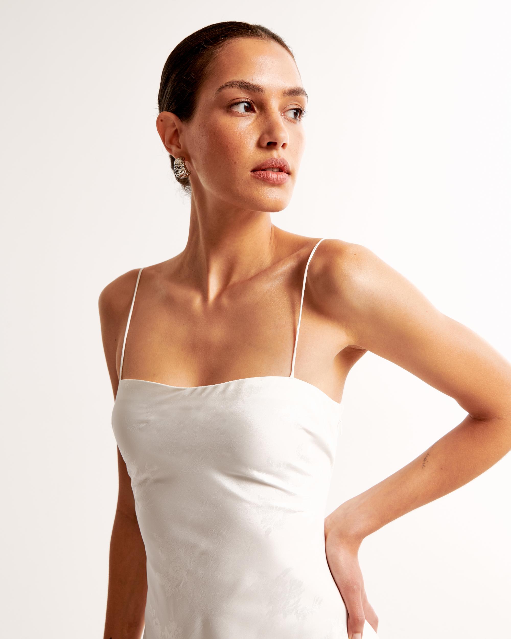 The A&F Julia Slip Satin Jacquard Maxi Dress Product Image