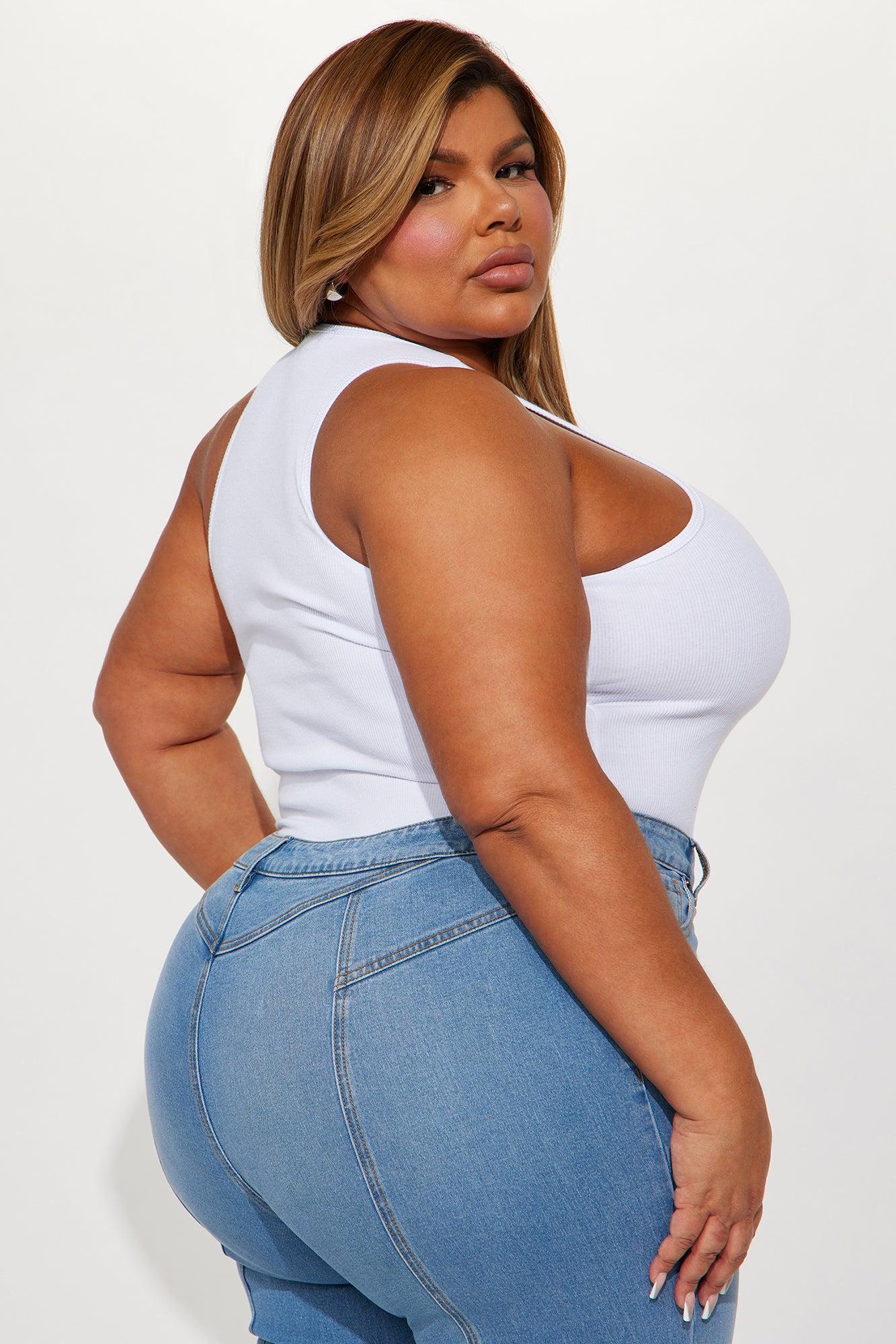 Model Attitude Racerback Bodysuit - White Product Image