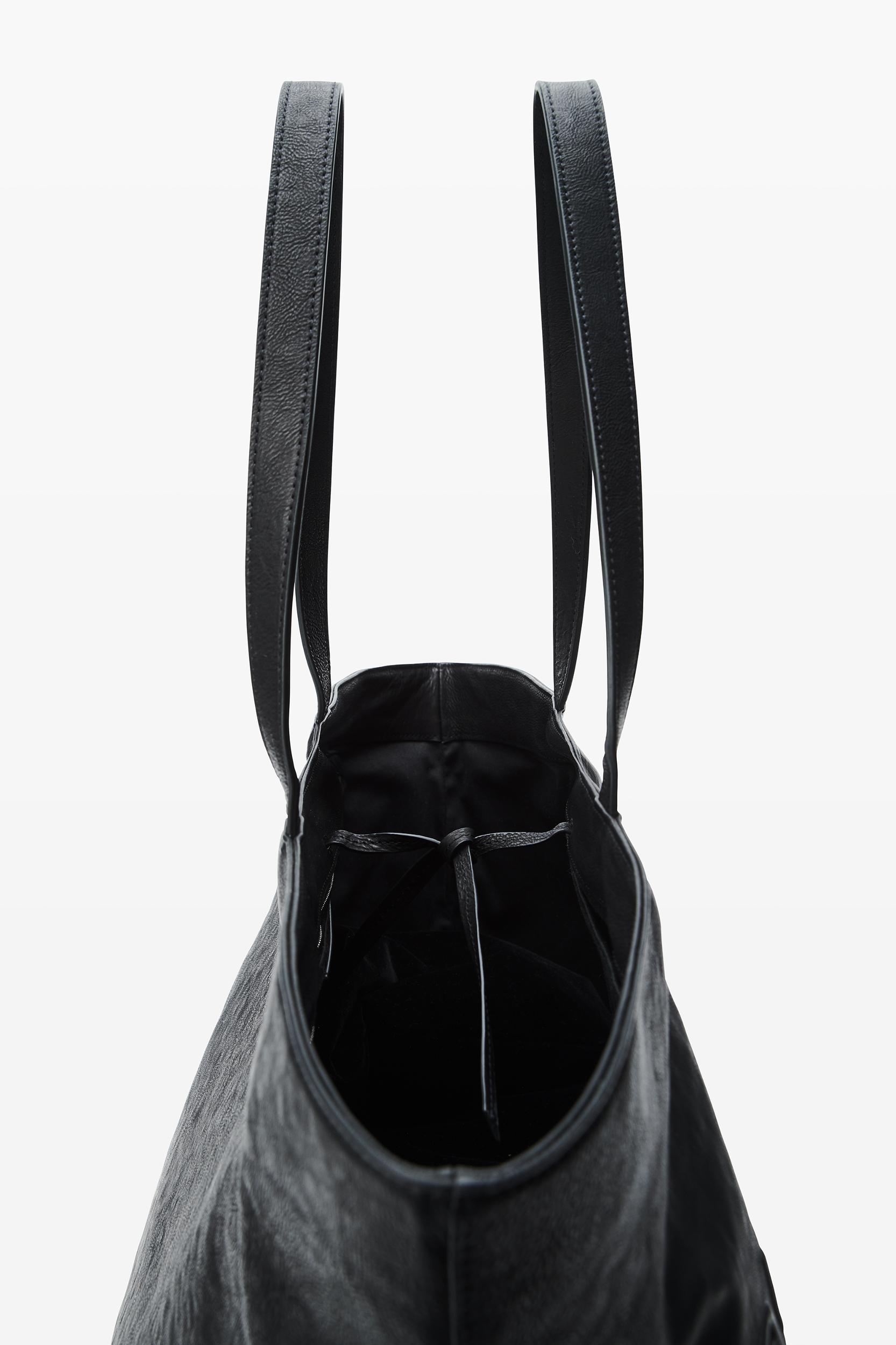 Black Leather Punch Tote Product Image