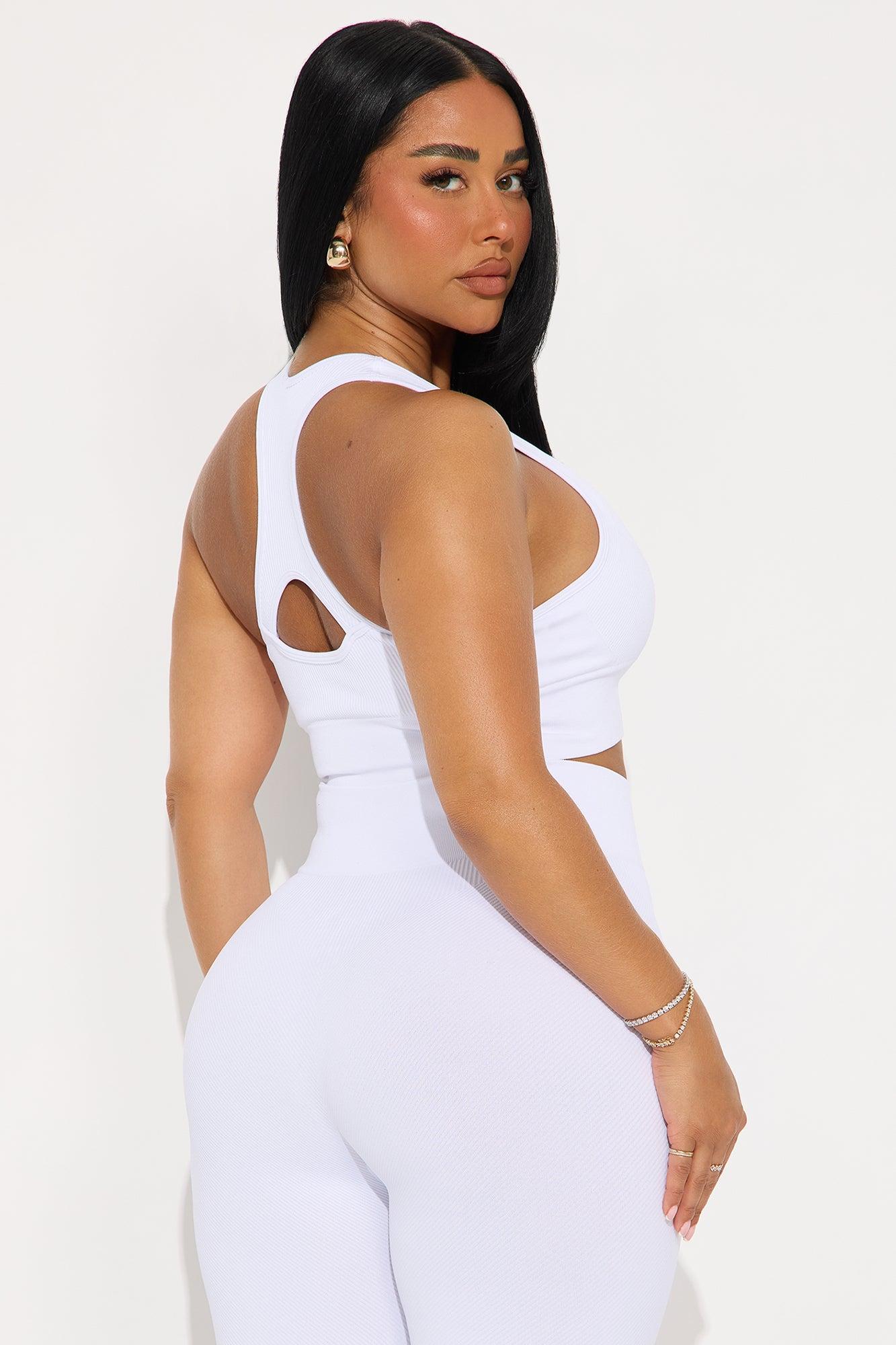 Sully Seamless Ribbed Biker Short Set - White Product Image