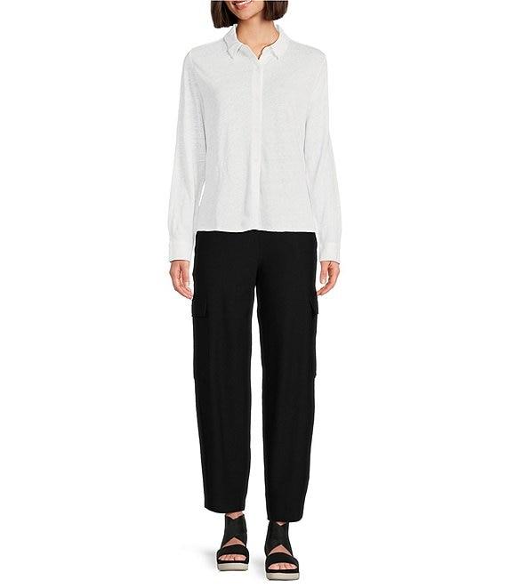 Eileen Fisher Stretch Crepe Flat Front Lantern Cargo Ankle Pants Product Image