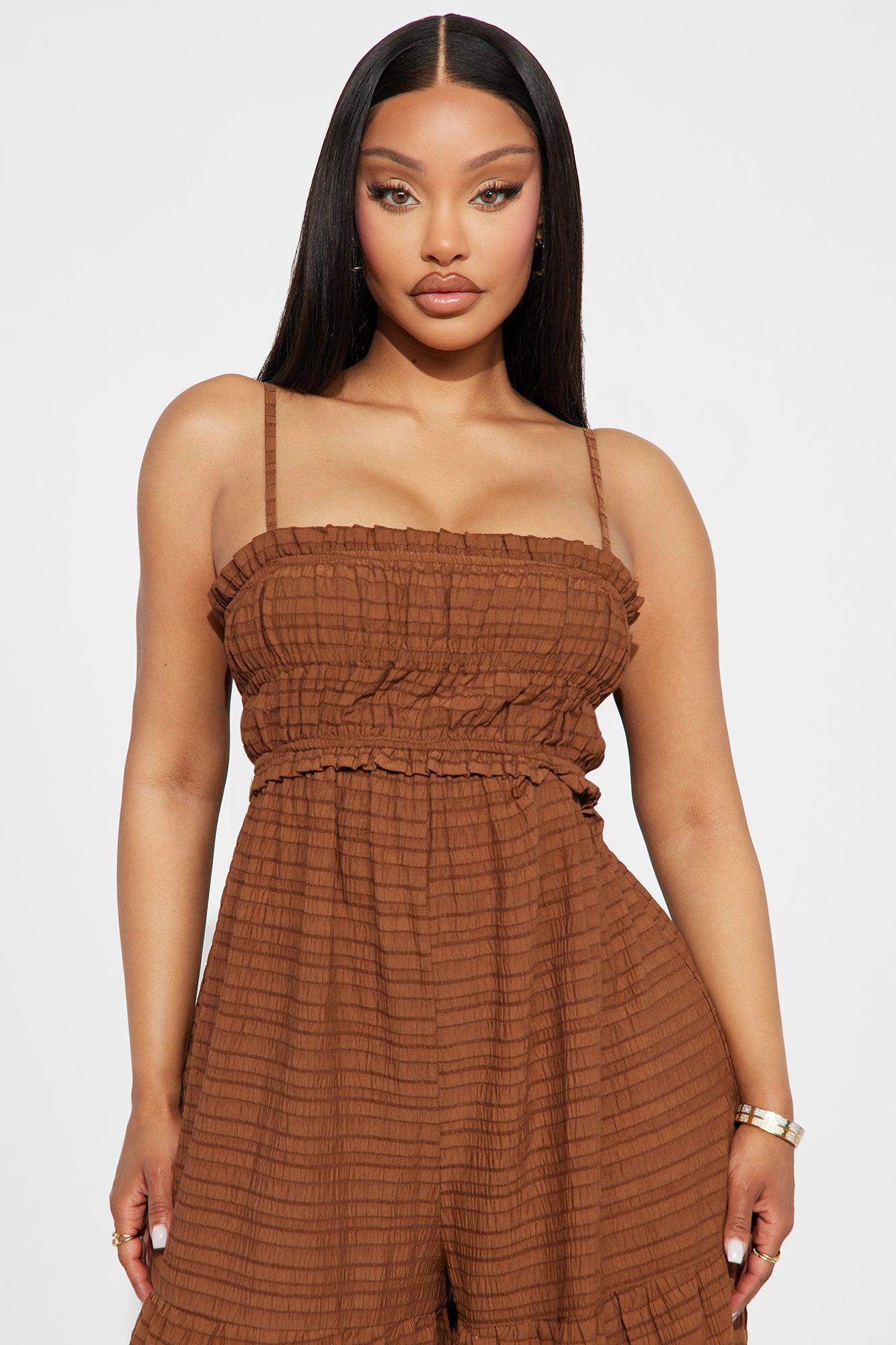 Clarissa Tiered Jumpsuit - Chocolate Female Product Image