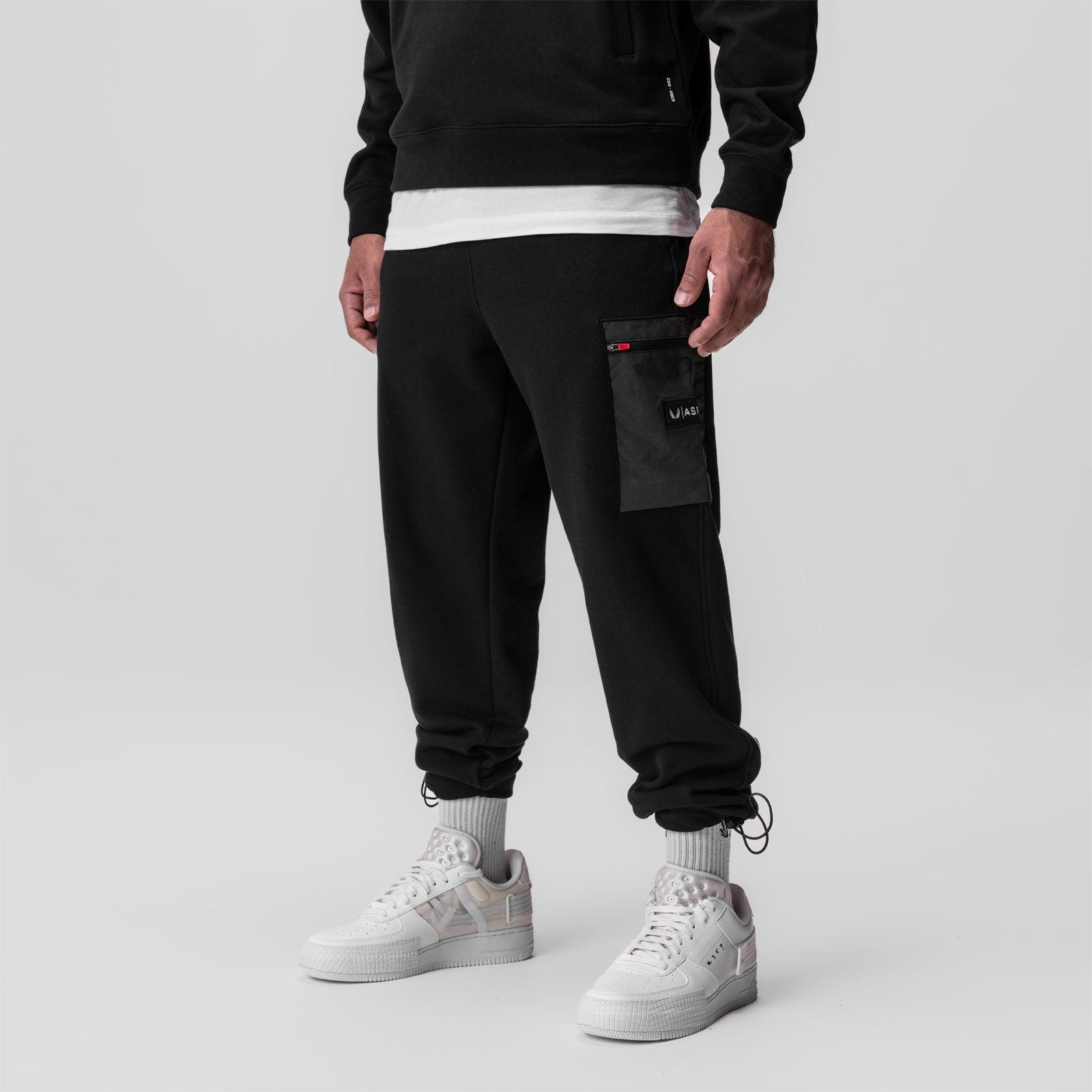 0914. Tech-Terry™ Paneled Cinch Cargo Jogger - Black/Wave-Dye Product Image