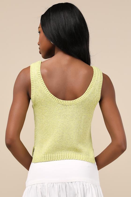 Elevated Staple Lime Green Lurex Cropped Sweater Tank Top Product Image