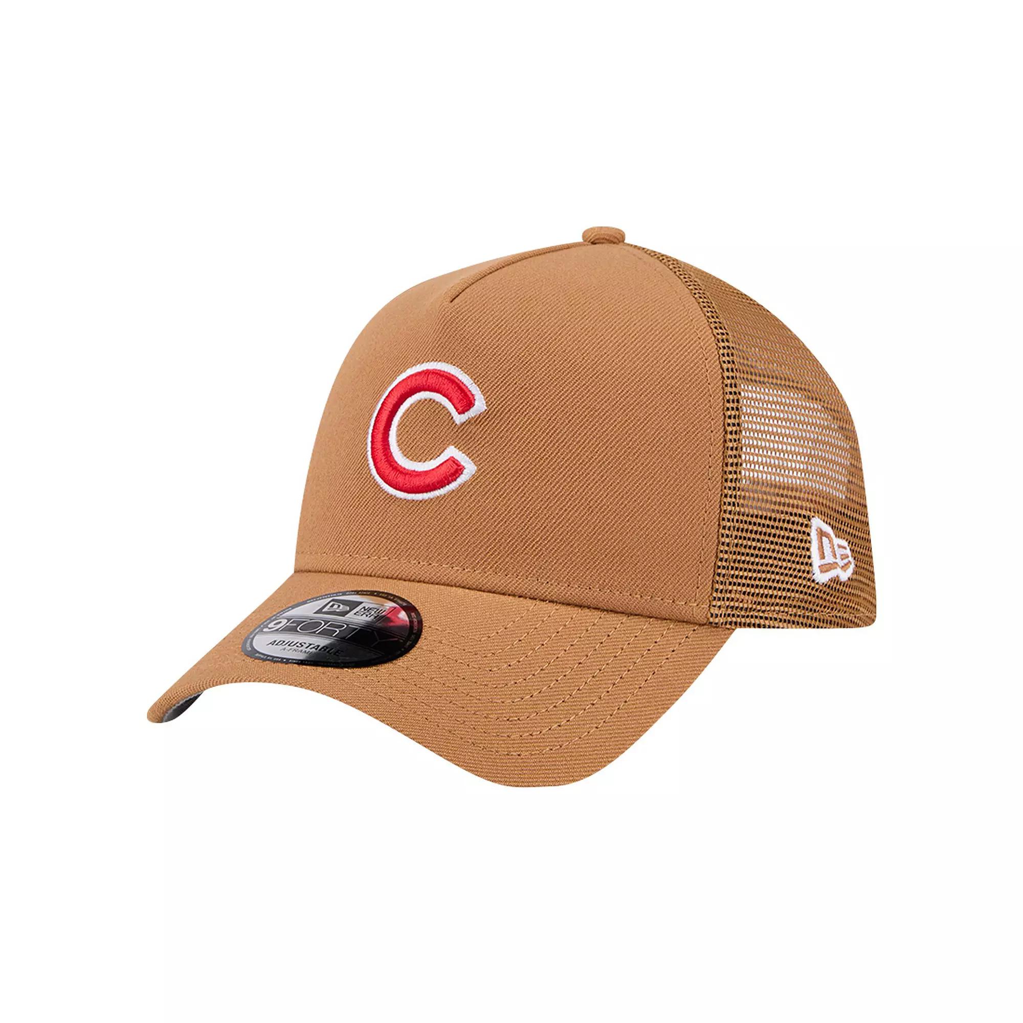 Men's New Era Brown Chicago Cubs A-Frame Trucker 9FORTY Adjustable Hat Product Image