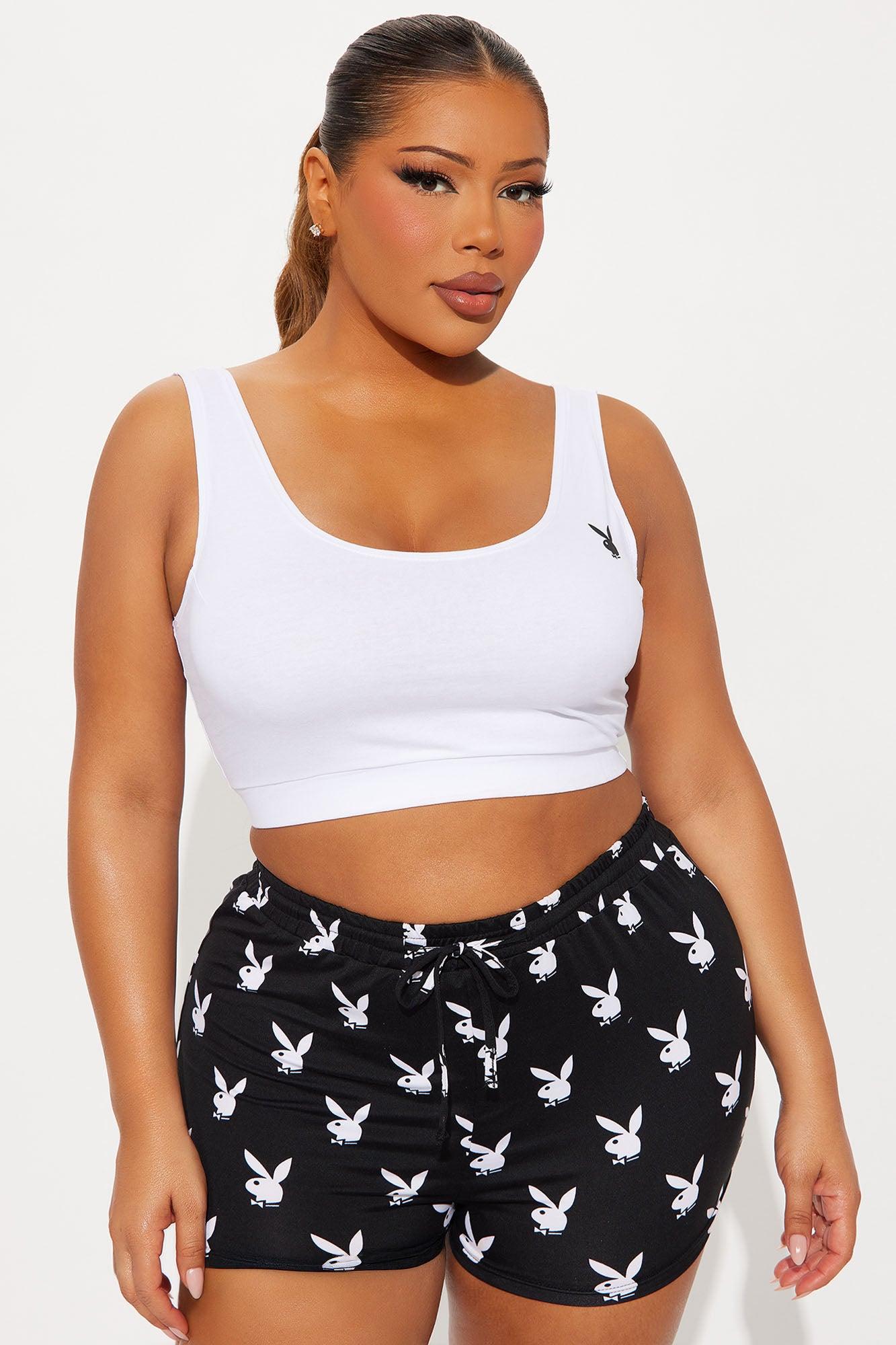 Playboy Bunny Printed Short 2 Piece Set - Black/White Female Product Image