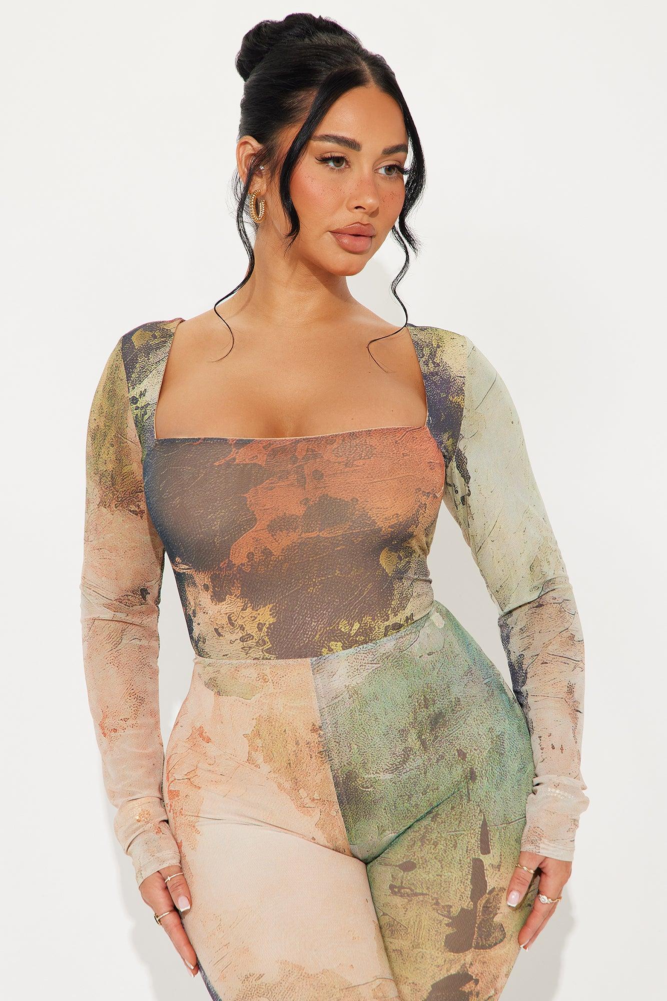 Lost In The Trance Mesh Jumpsuit - Sage/combo Product Image