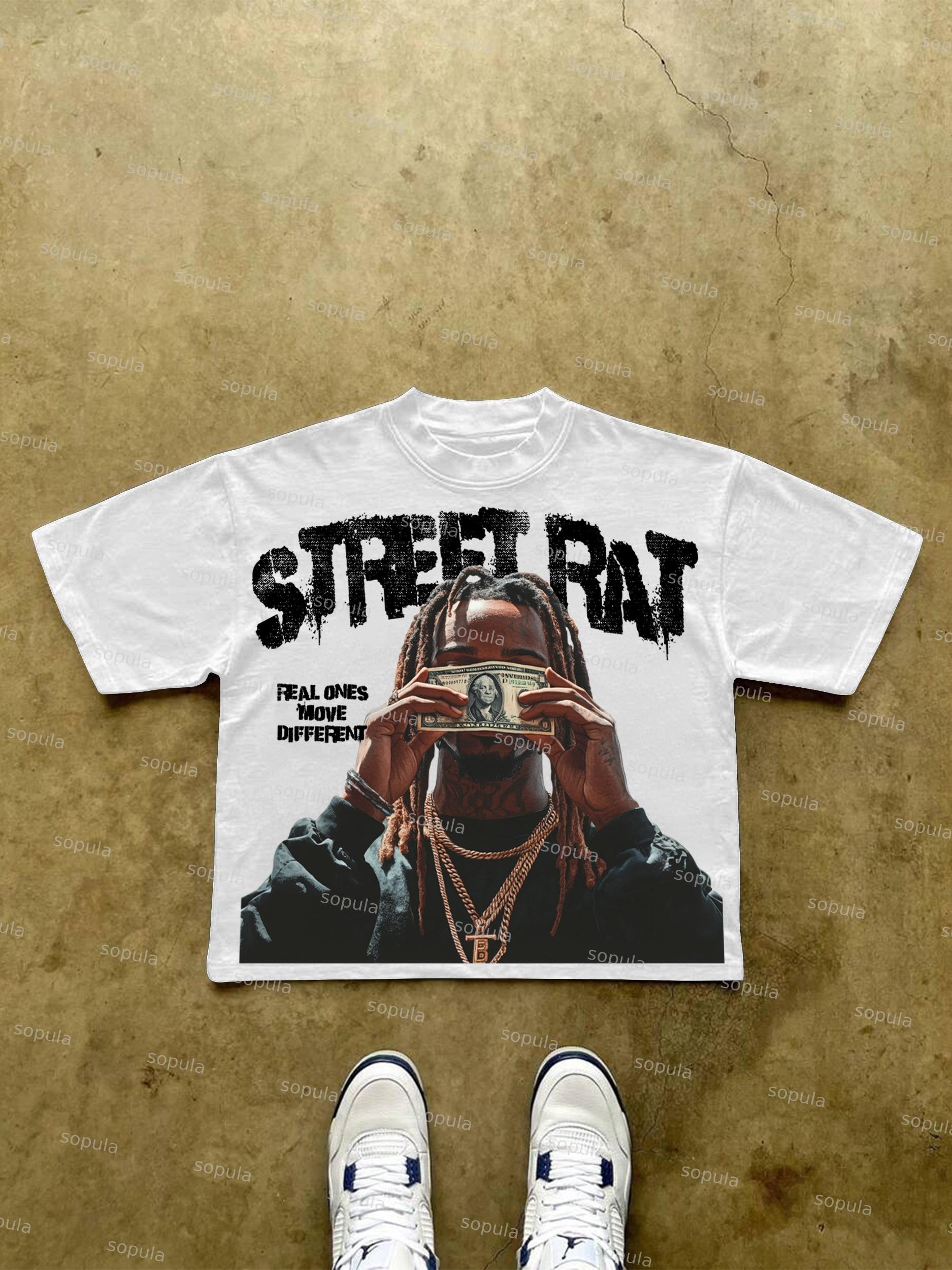 Street Gangster Money Character Graphic Cropped T-shirt Product Image