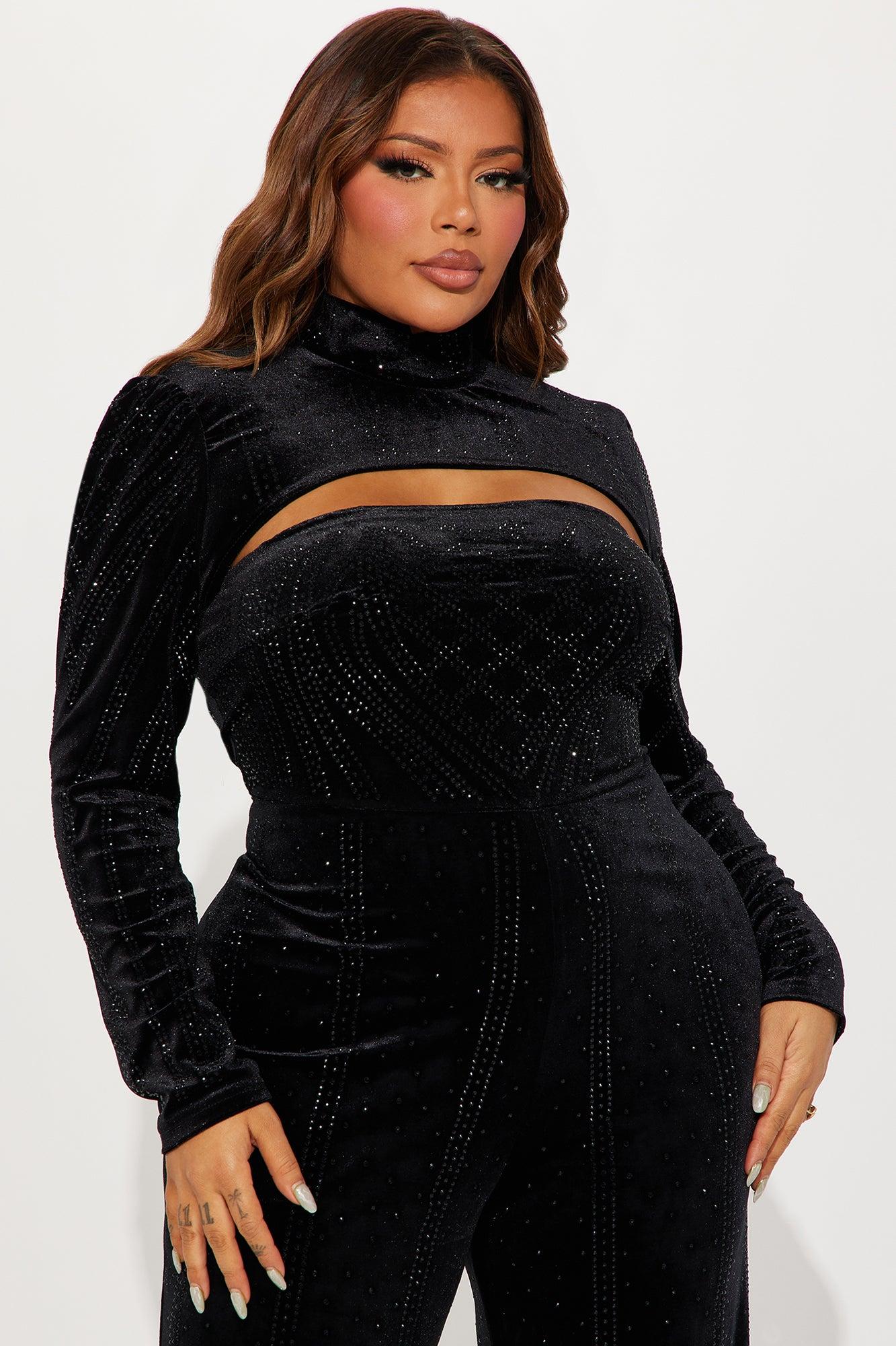 Dark Angel Embellished Jumpsuit Set - Black Product Image