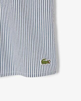 Mid Length Striped Textured Swim Trunks Product Image