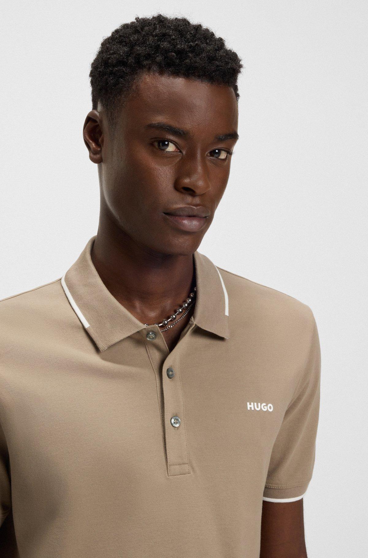 Stretch-cotton slim-fit polo shirt with printed logo Product Image