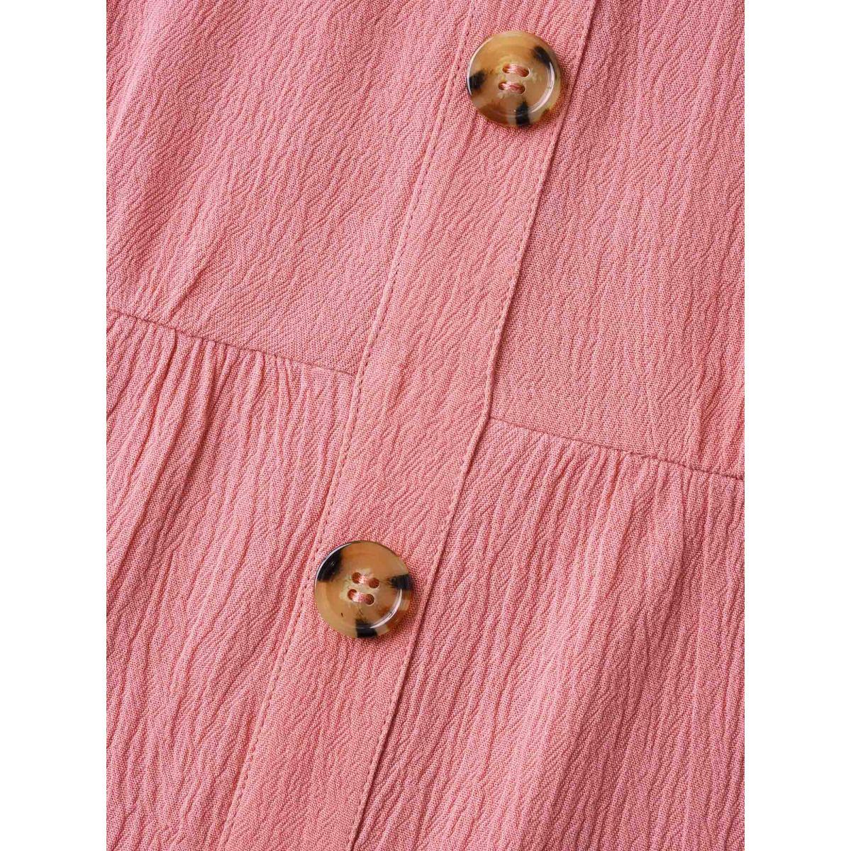 Plus Size Watermelon Rayon Ruffled Layered Hem Button Blouse Women Cap Sleeve V-neck Elegant Blouses BloomChic 26/4X Product Image