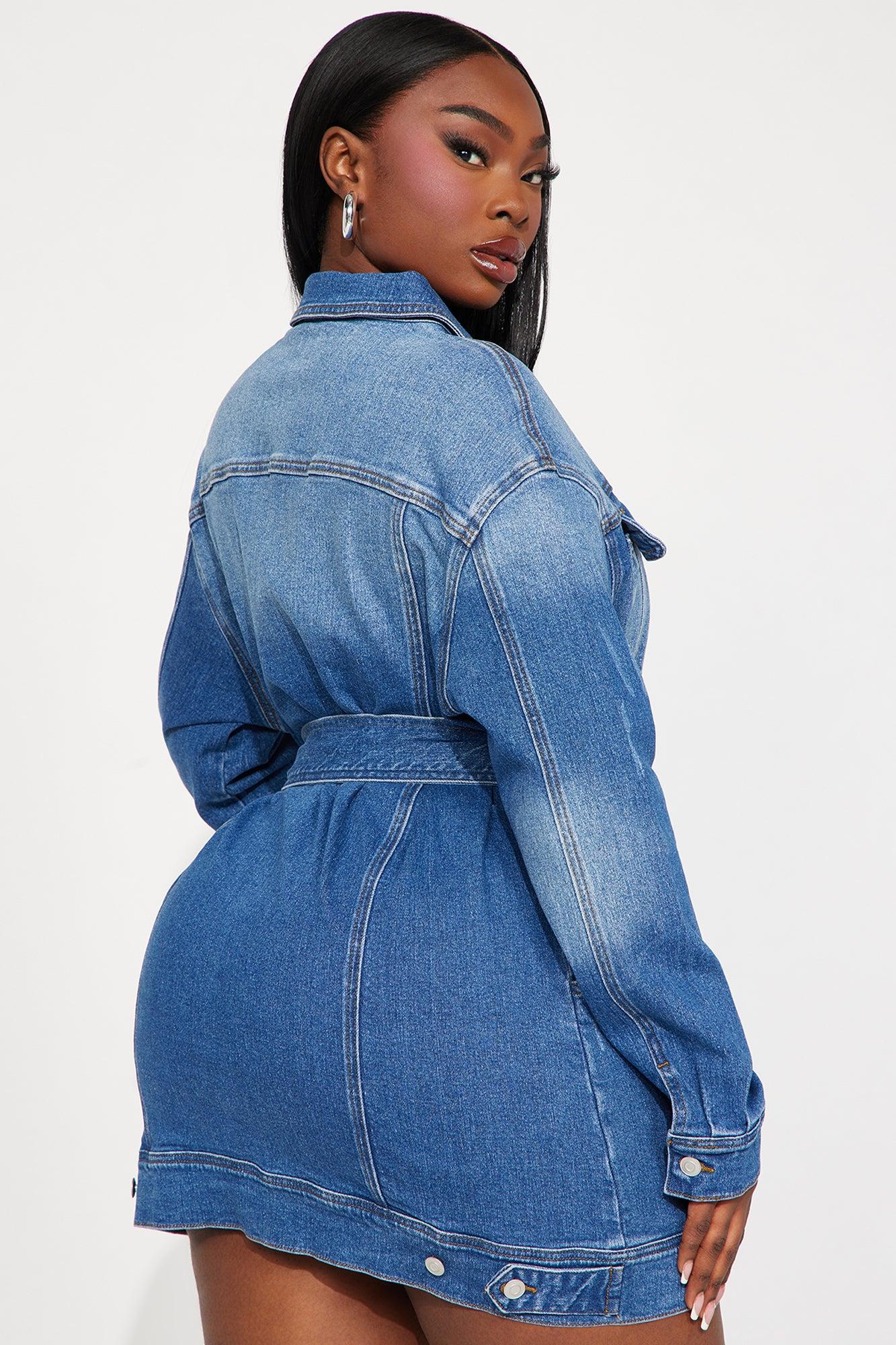 Alison Denim Mini Dress - Medium Wash Product Image