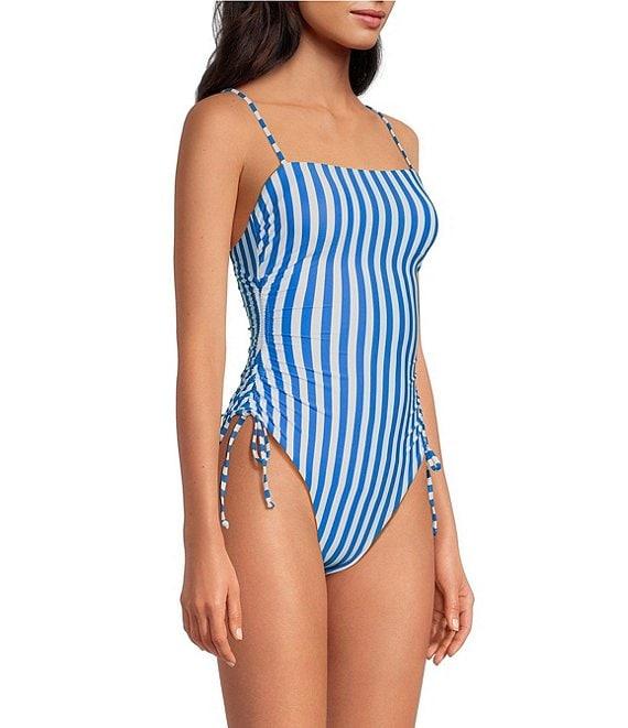 Gianni Bini Amalfi Stripe Ruched Tie Side One Piece Swimsuit Product Image