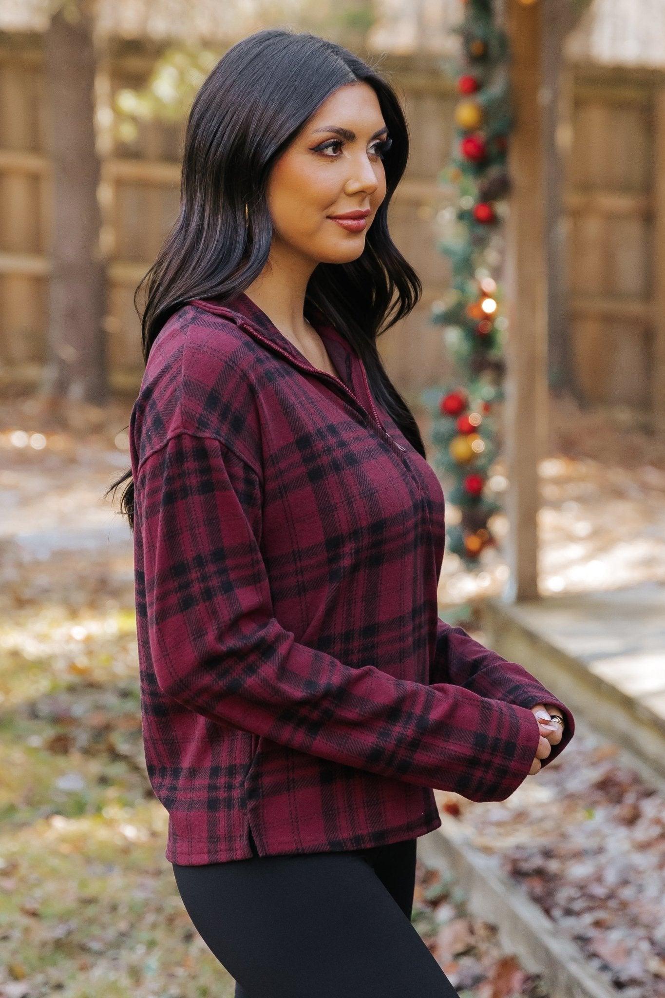 Thread and Supply Amani Plaid Zip Pullover - FINAL SALE Product Image