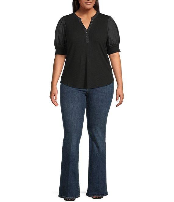 Sugarlips Plus Poplin-Sleeve Ribbed Top Product Image