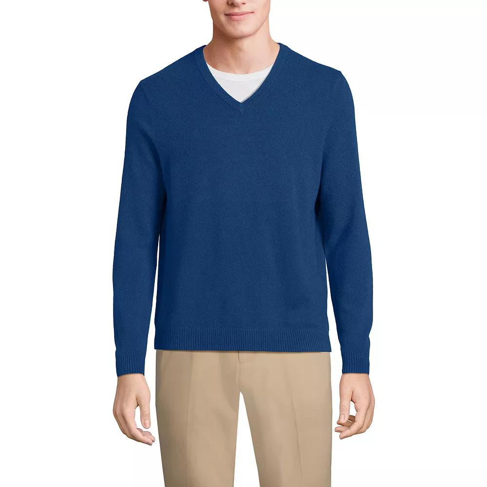 Big & Tall Lands' End Fine-Gauge Cashmere V-neck Sweater, Men's,  Product Image