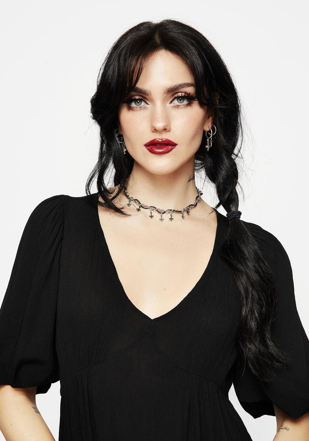 Catkin Cord Weave Cross Choker Product Image