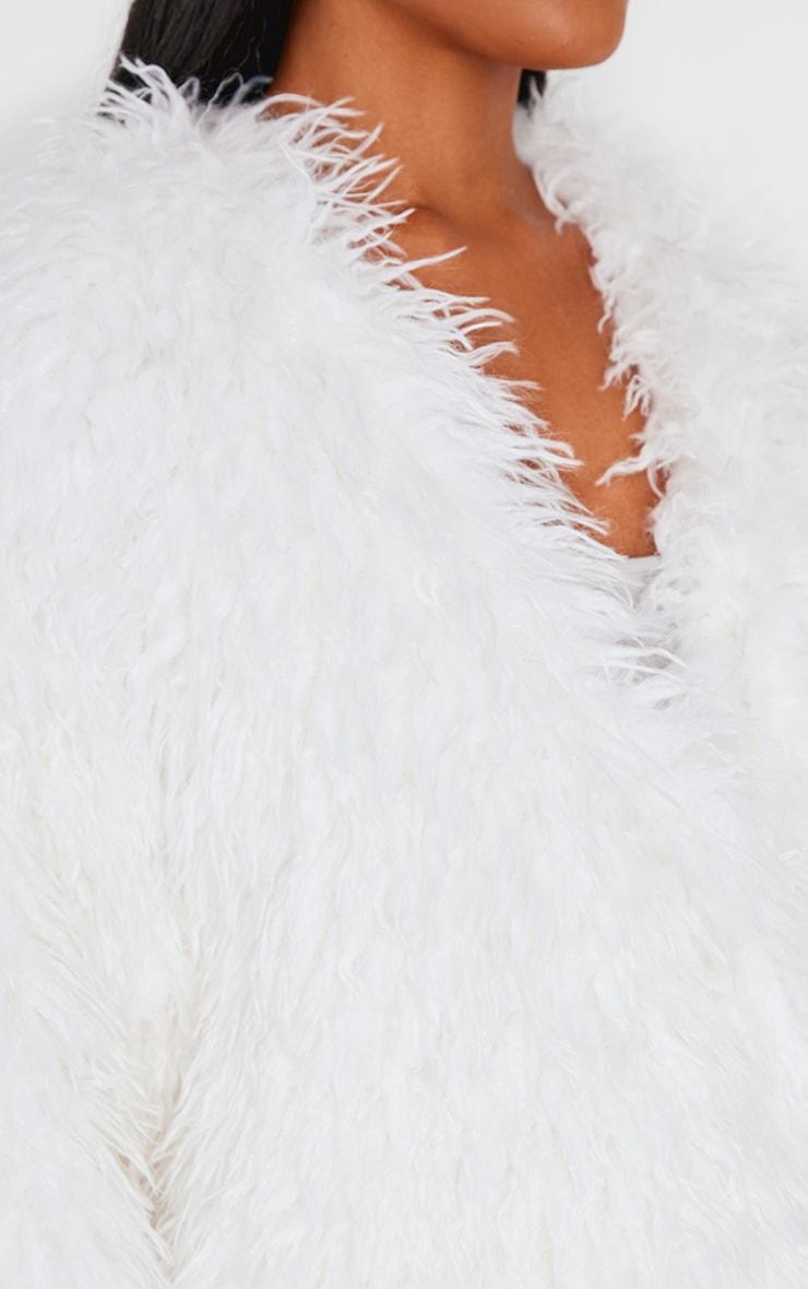  Cream Faux Fur Cropped Coat Product Image