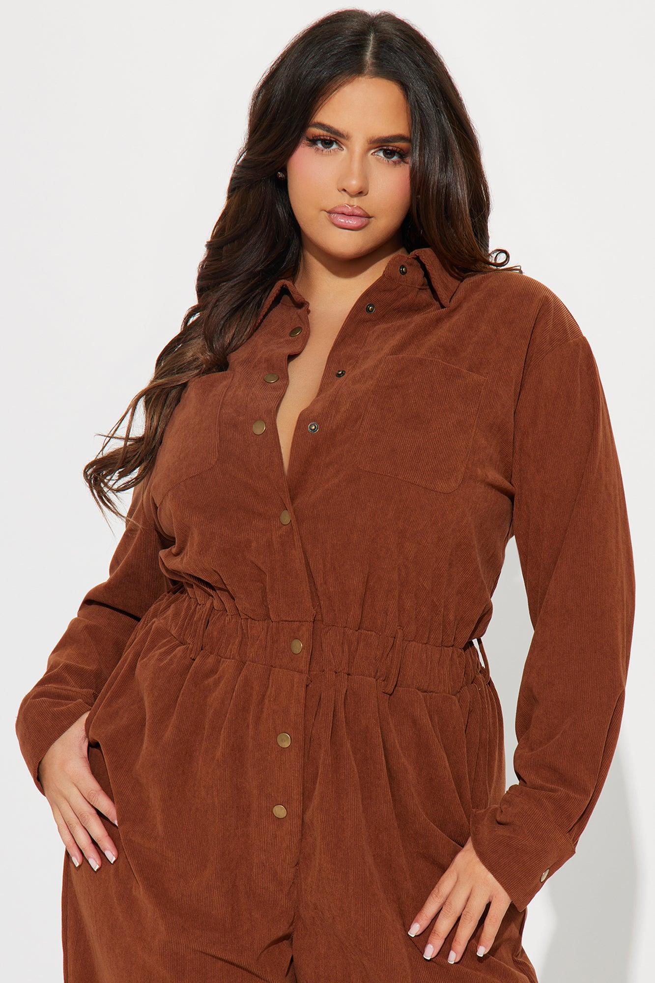 Only Forever Corduroy Jumpsuit - Brown Product Image