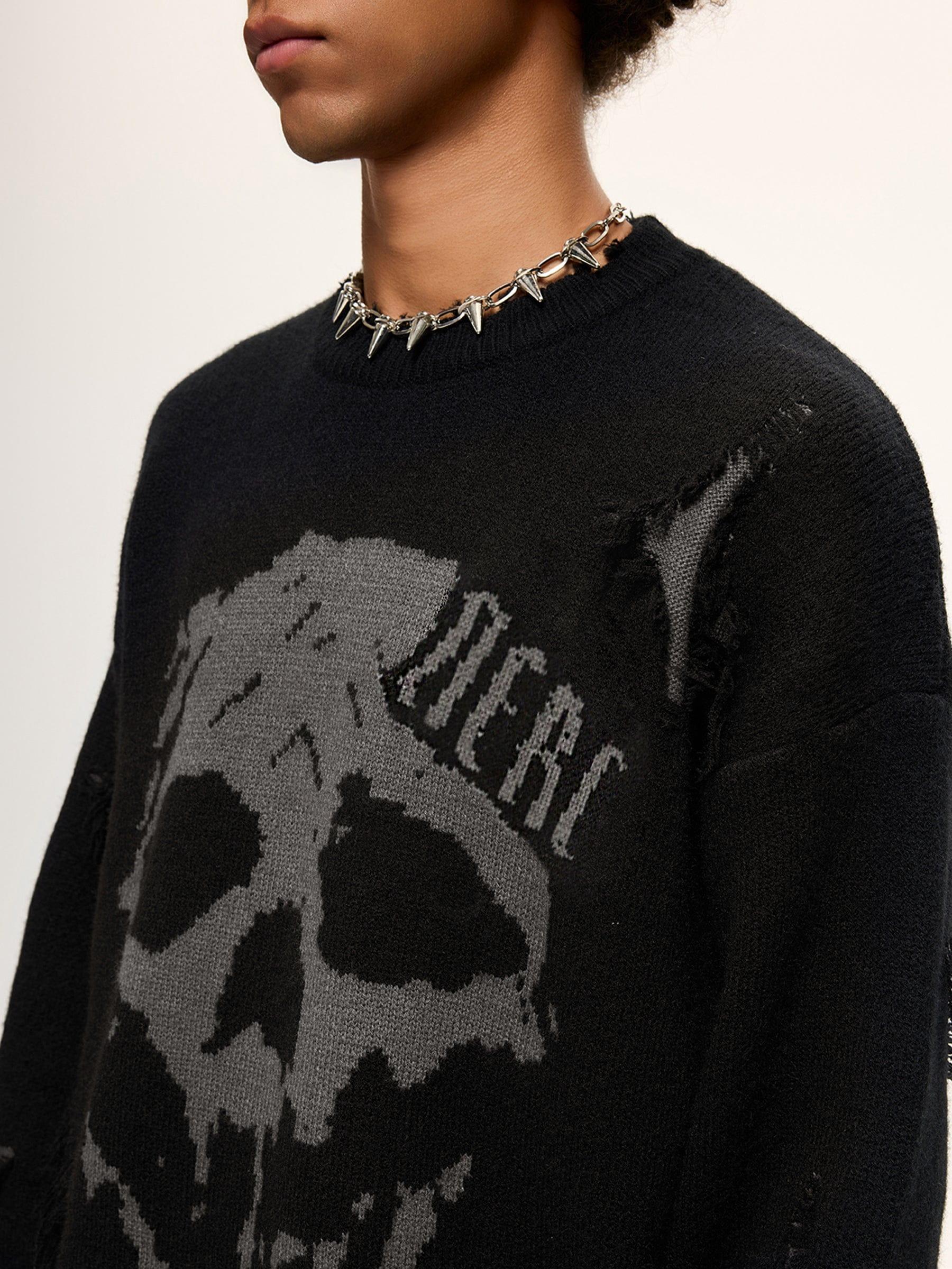 Aelfric Eden Distressed Skull Graphic Sweater Product Image