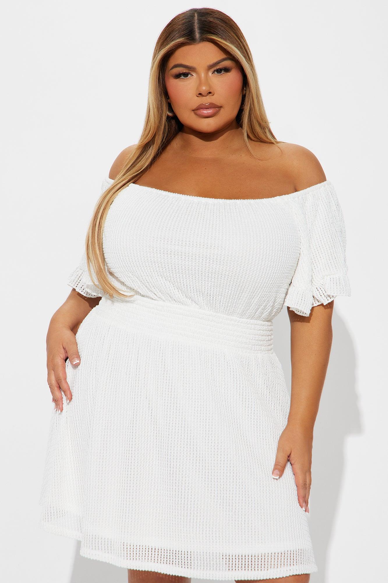 Brenda Off Shoulder Mini Dress - White Product Image