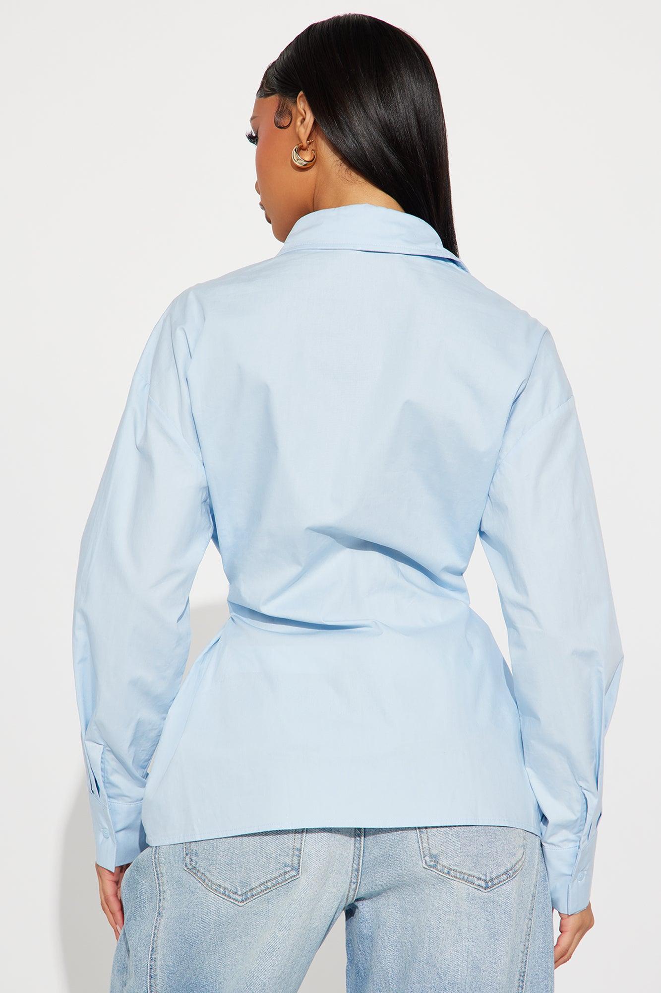 Sofia Poplin Shirt - Blue Product Image