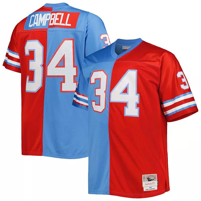 Men's Mitchell & Ness Earl Campbell Light Blue/Red Houston Oilers Big & Tall Gridiron Classics Split Legacy Retired Player Replica Jersey, Size: 3XLT, Nfl Light Product Image