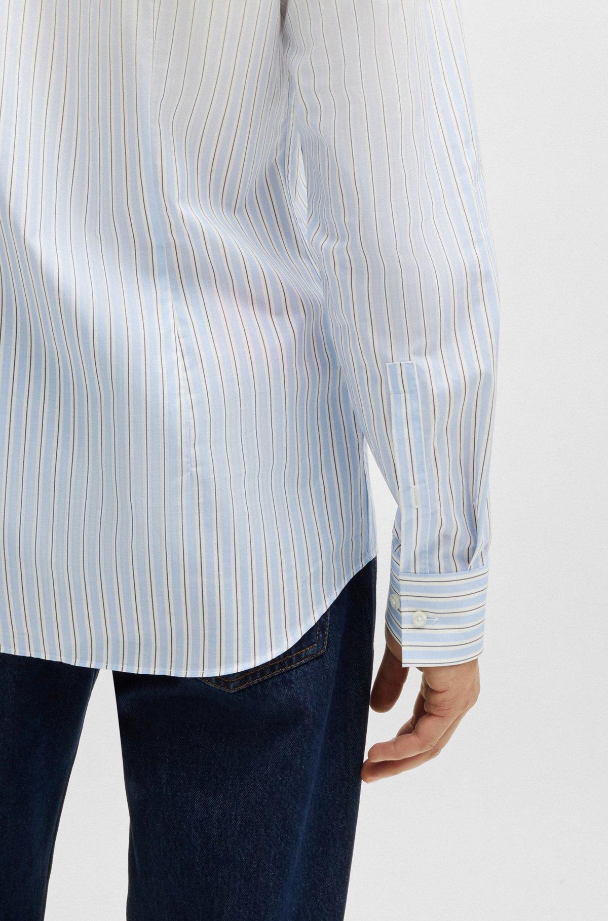 Slim-fit shirt in degradé-stripe cotton poplin Product Image