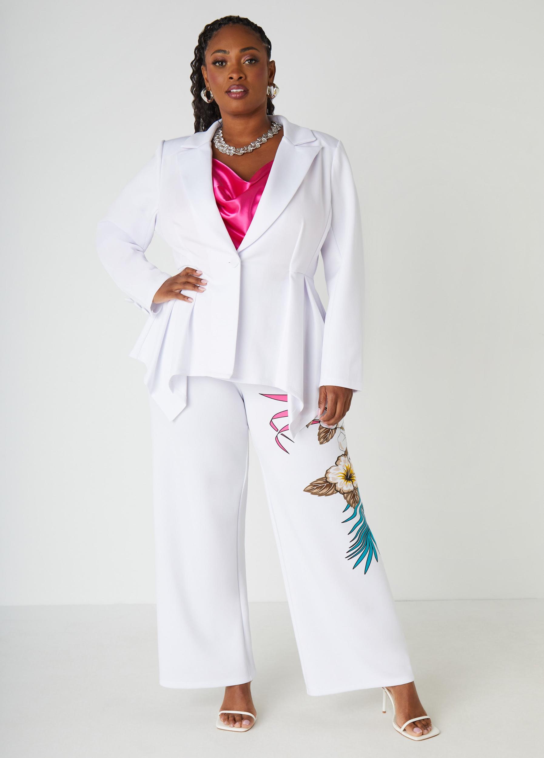 Tropical Print Wide Leg Pants Product Image