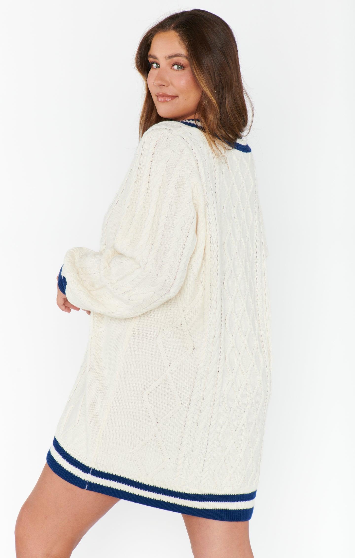 Tailgate Sweater Dress ~ Navy Cable Knit Product Image