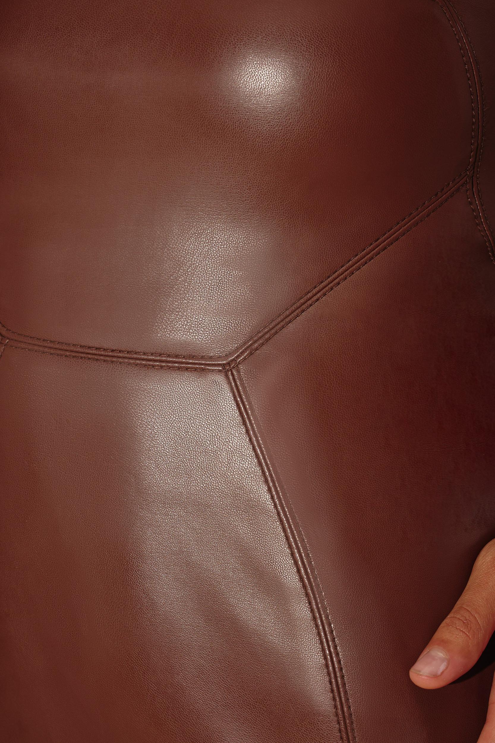 Strapless Vegan Leather Maxi Dress in Brown Product Image