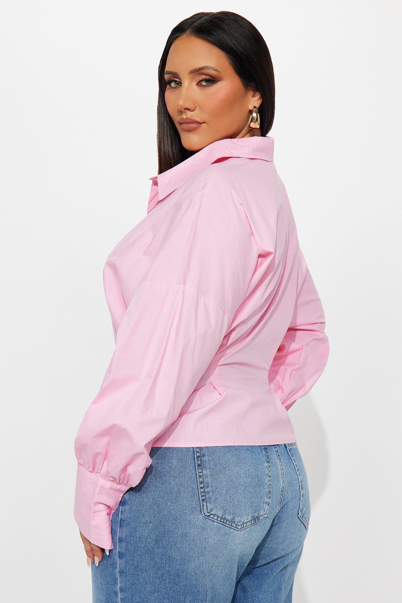 Naya Belted Poplin Belted Shirt - Pink Female Product Image