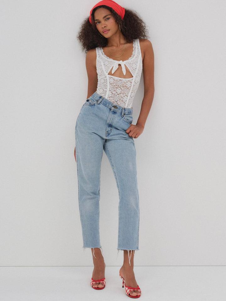 Sally Stretch Lace Teddy — White Product Image