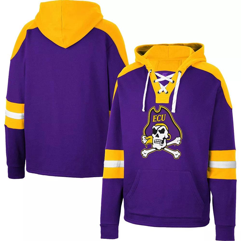 Men's Colosseum Purple ECU Pirates Lace-Up 4.0 Pullover Hoodie, Size: Medium, Ecu Purple Product Image