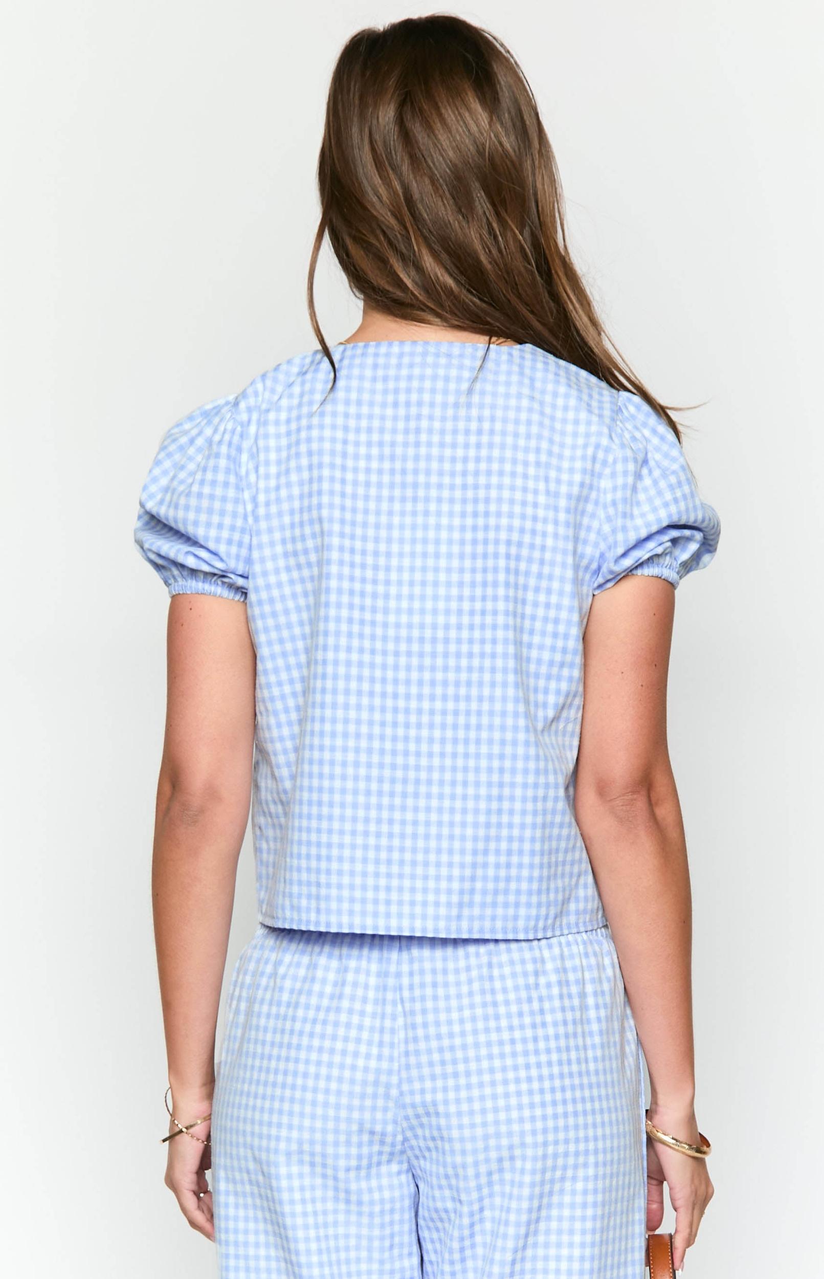 Lunya Blue Gingham Tie Up Top Baby Product Image