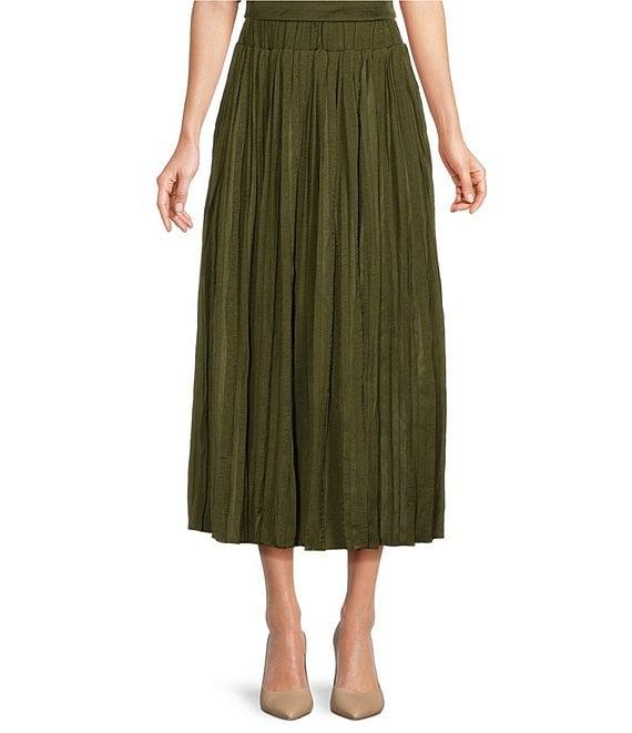 Gibson & Latimer Moonshadow Belted Pleated Midi Skirt Product Image